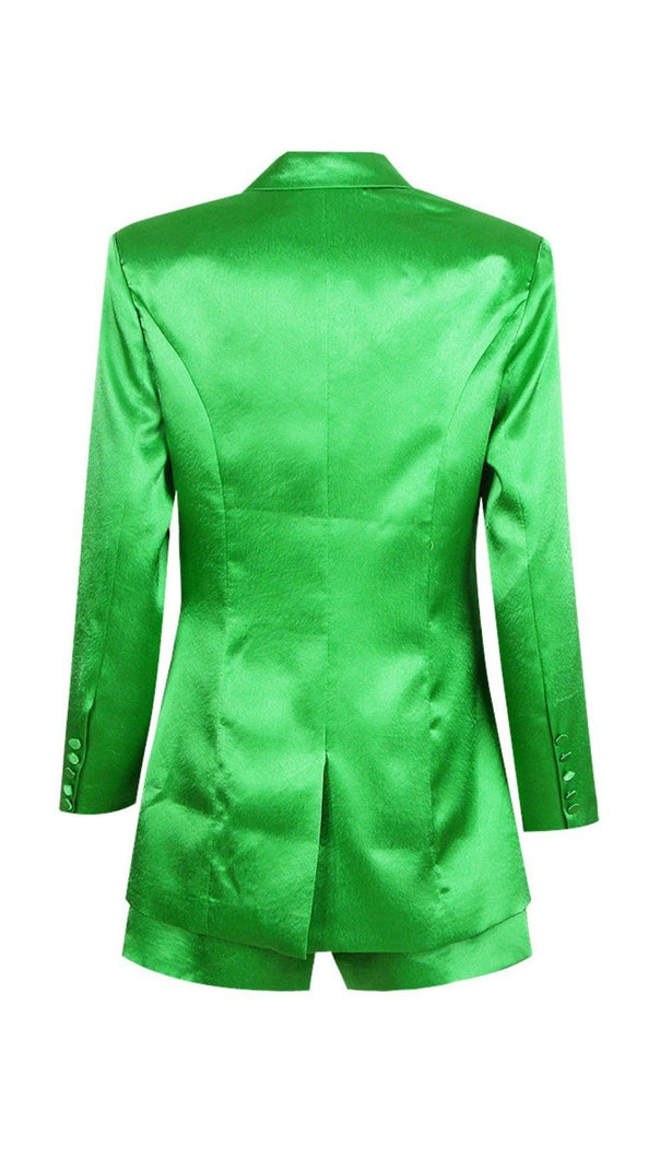 AIIZIE SATIN BLAZER SUIT IN GREEN - product image