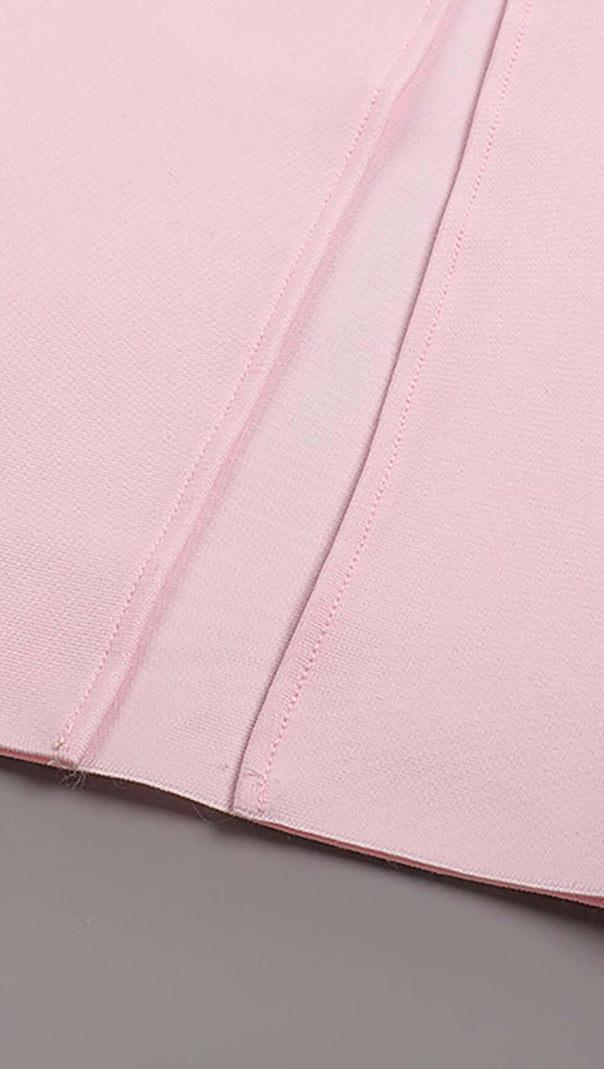 AIIZIE BOW-EMBELLISHED SATIN MIDI DRESS IN PINK - product image