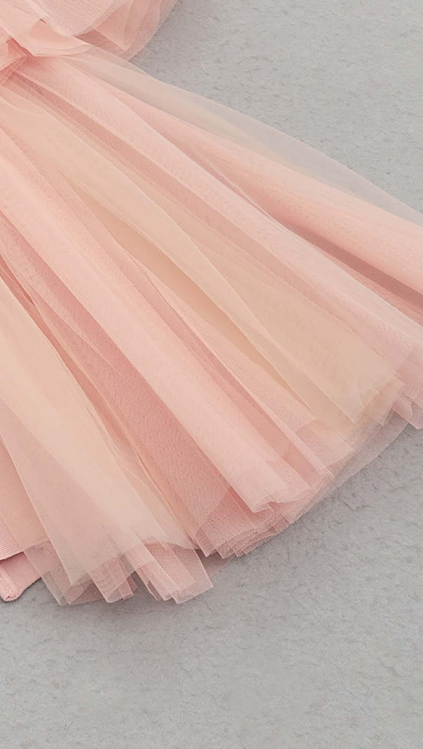 AIIZIE ASYMMETRICAL CORSET MIDI DRESS IN PINK - product image