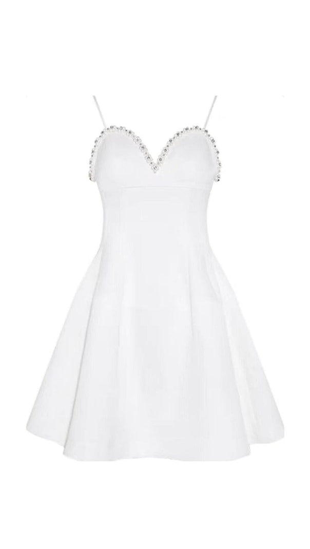 AIIZIE PEARL EMBELLISHED HTM MINI DRESS IN WHITE - product image