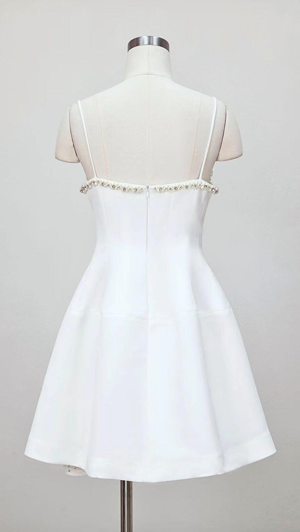 AIIZIE PEARL EMBELLISHED HTM MINI DRESS IN WHITE - product image