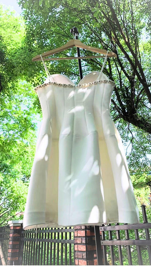 AIIZIE PEARL EMBELLISHED HTM MINI DRESS IN WHITE - product image
