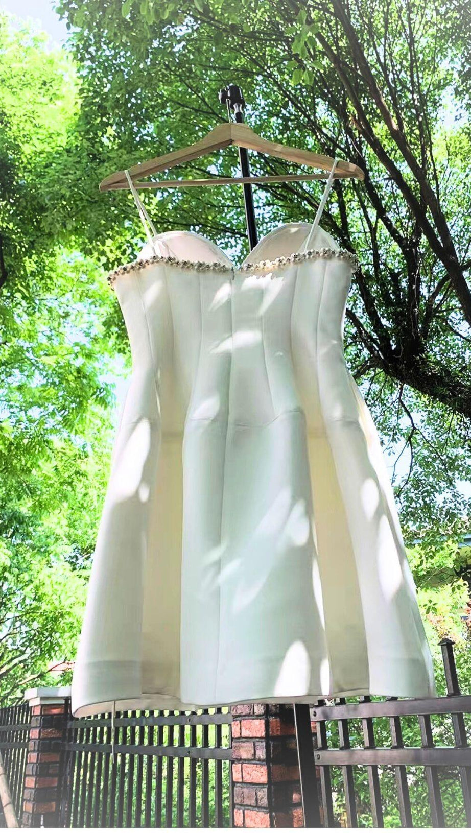 PEARL EMBELLISHED HTM MINI DRESS IN WHITE