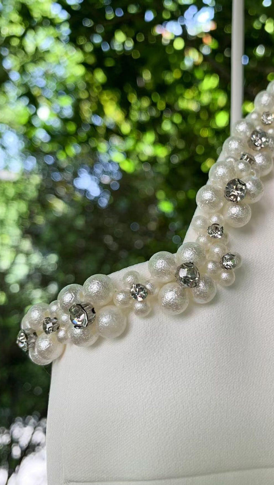 PEARL EMBELLISHED HTM MINI DRESS IN WHITE