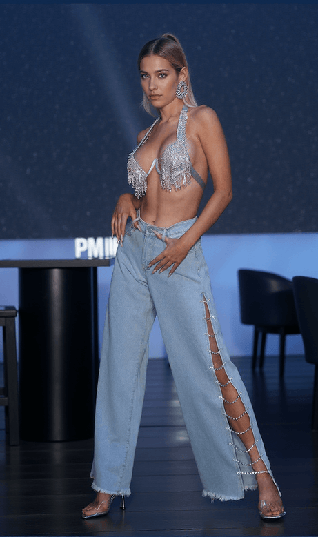 Pantaloni in denim con cutout Bodie in blu