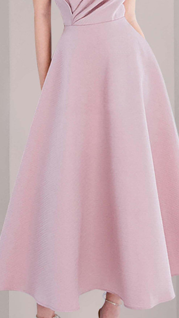 AIIZIE HALTER 3D FLOWER MIDI DRESS IN PINK - product image