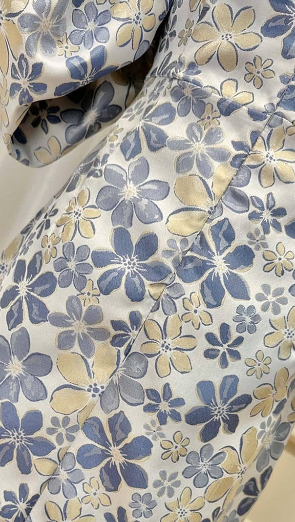 AIIZIE PUFF FLORAL PRINT MINI DRESS IN BLUE - product image