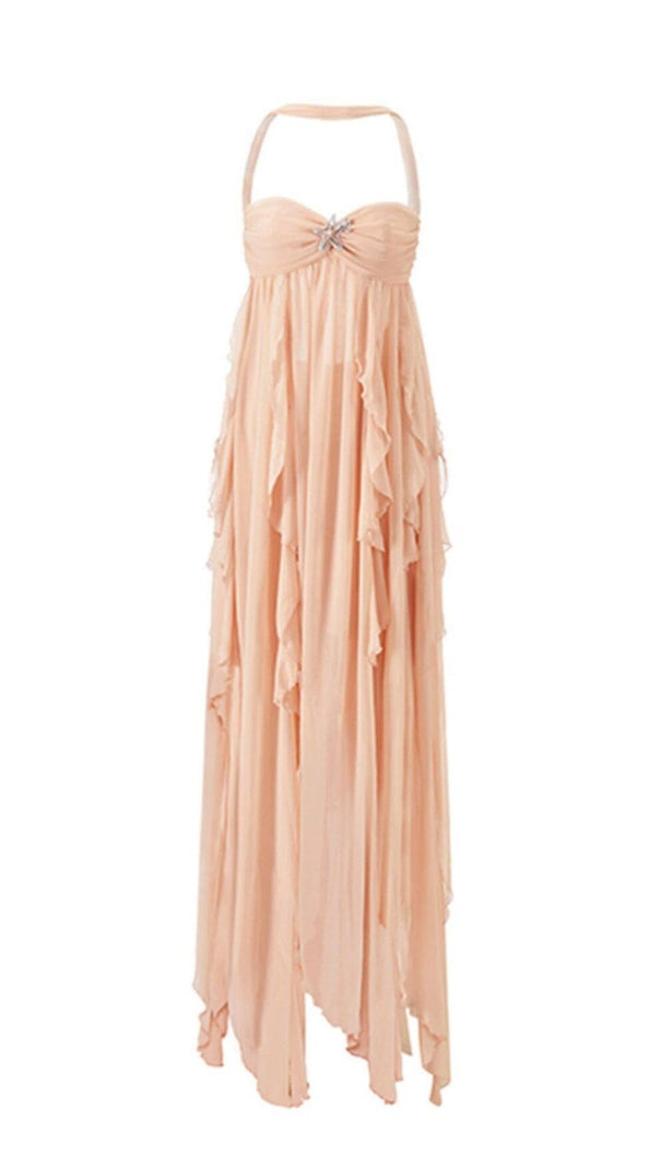 AIIZIE LACE IRREGULAR MIDI DRESS IN PINK - product image