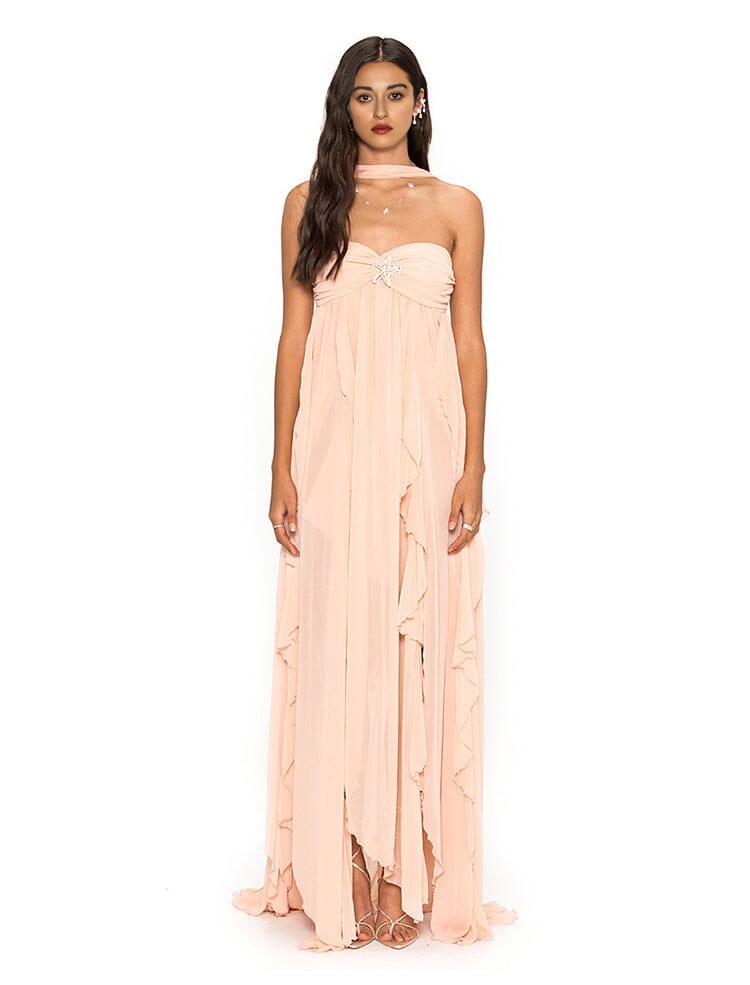 AIIZIE LACE IRREGULAR MIDI DRESS IN PINK - product image
