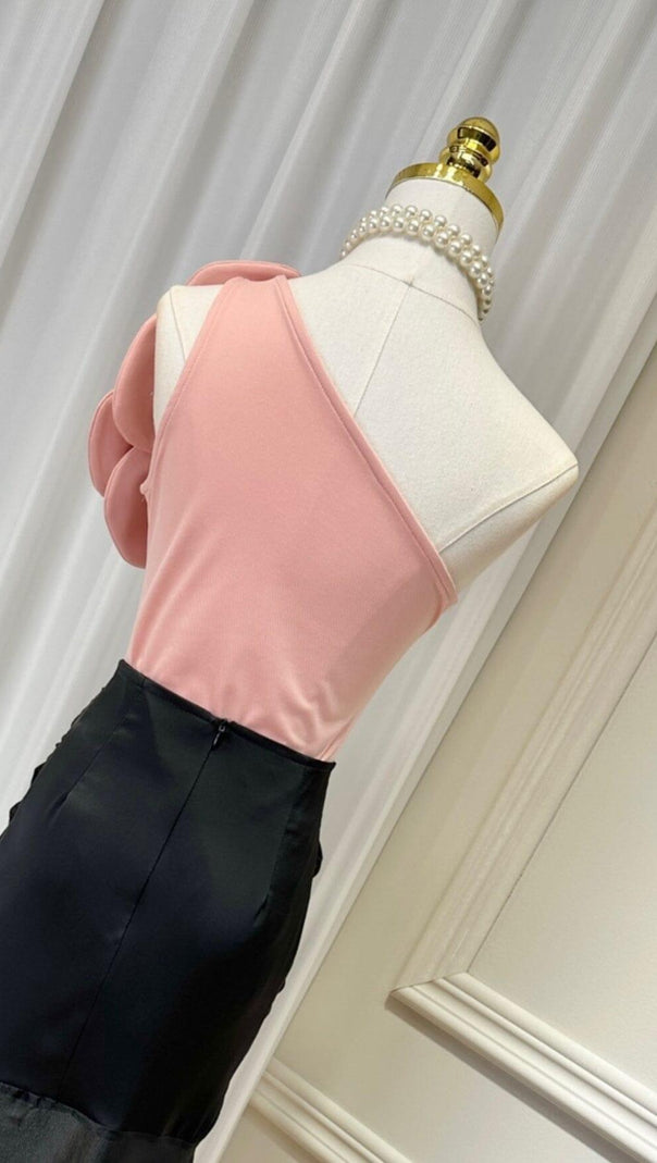 AIIZIE EXAGGERATED 3D FLOWER BODYSUIT IN PINK - product image
