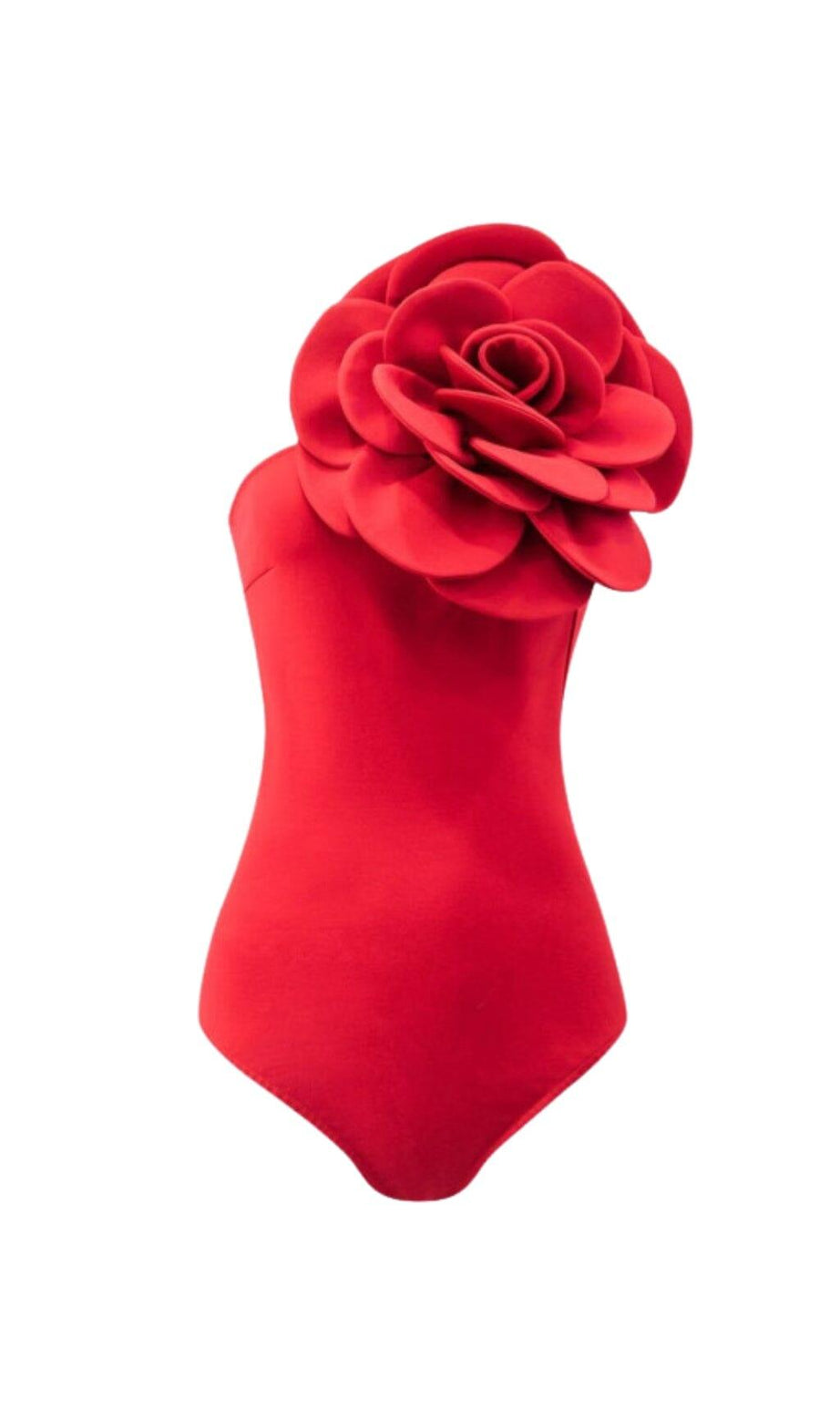 ÜBERTRIEBENER 3D-BLUMEN-Bodysuit IN ROT