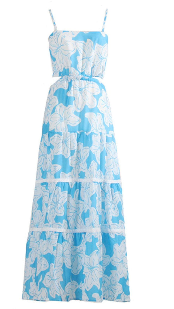 AIIZIE STRAPPY FLORAL FLOWY SUNDRESS IN BLUE - product image