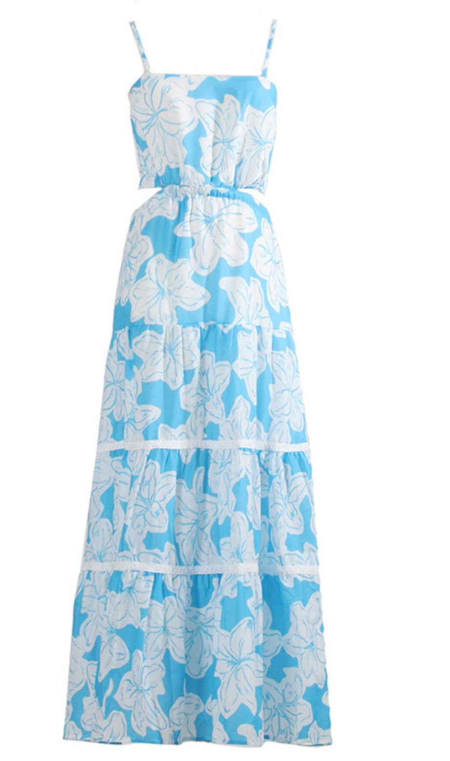 STRAPPY FLORAL FLOWY SUNDRESS IN BLUE