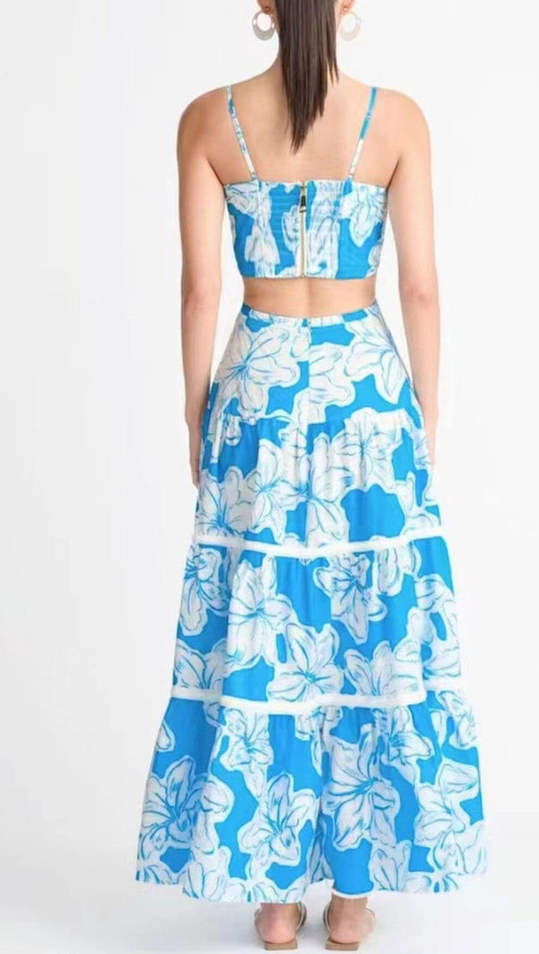 AIIZIE STRAPPY FLORAL FLOWY SUNDRESS IN BLUE - product image