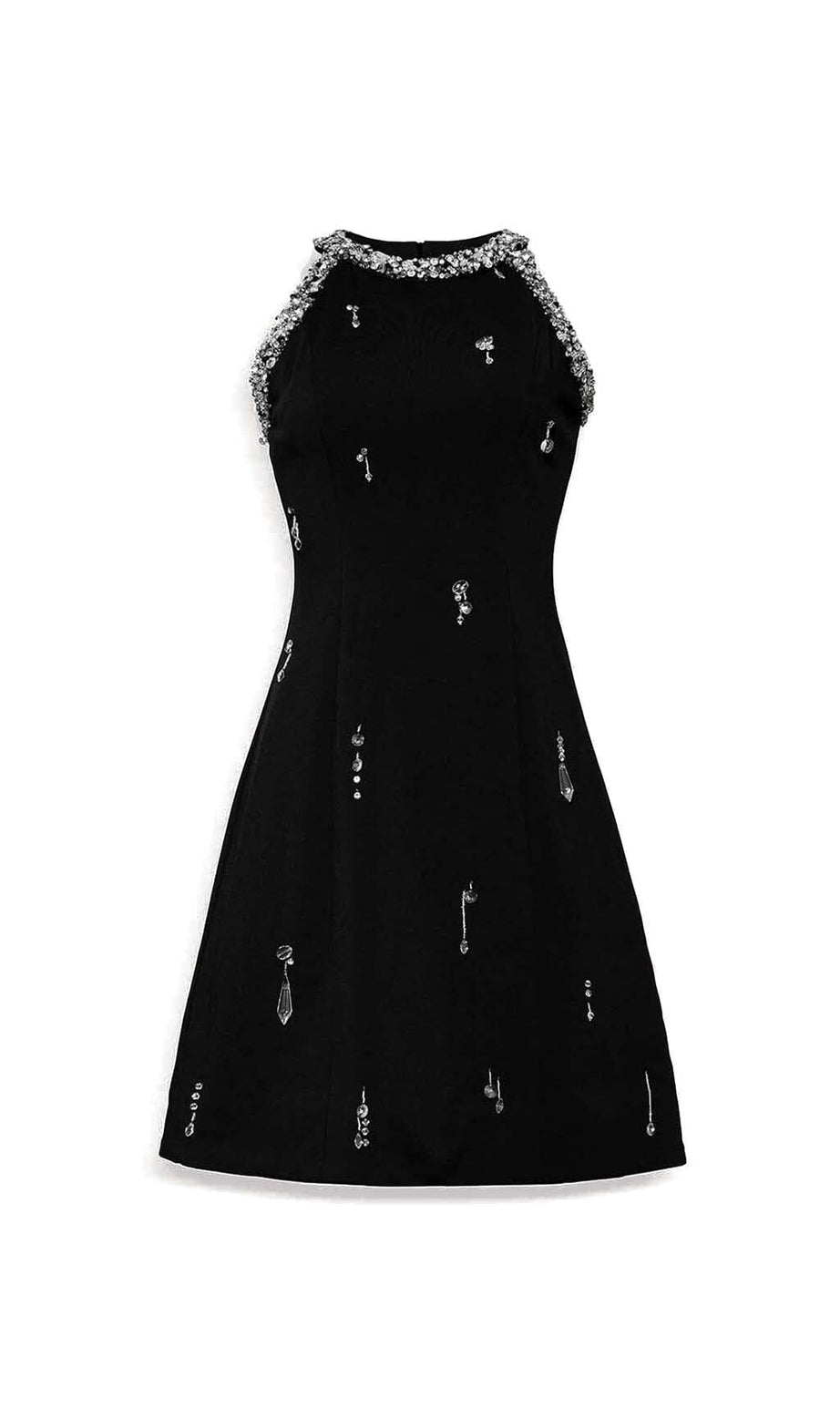 RHINESTONE EMBELLISHED SUNDRESS IN BLACK