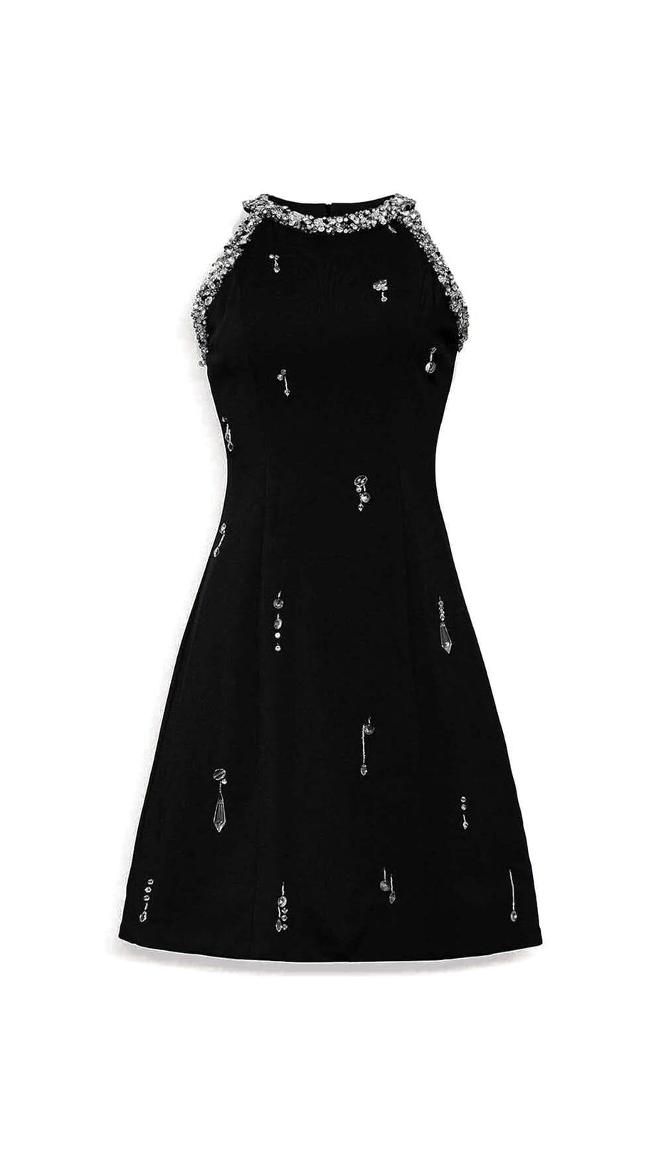 RHINESTONE EMBELLISHED SUNDRESS IN BLACK