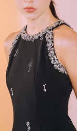 RHINESTONE EMBELLISHED SUNDRESS IN BLACK