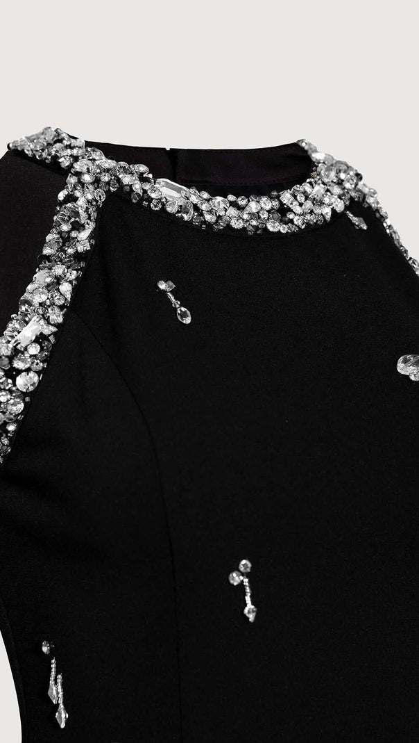 AIIZIE RHINESTONE EMBELLISHED SUNDRESS IN BLACK - product image