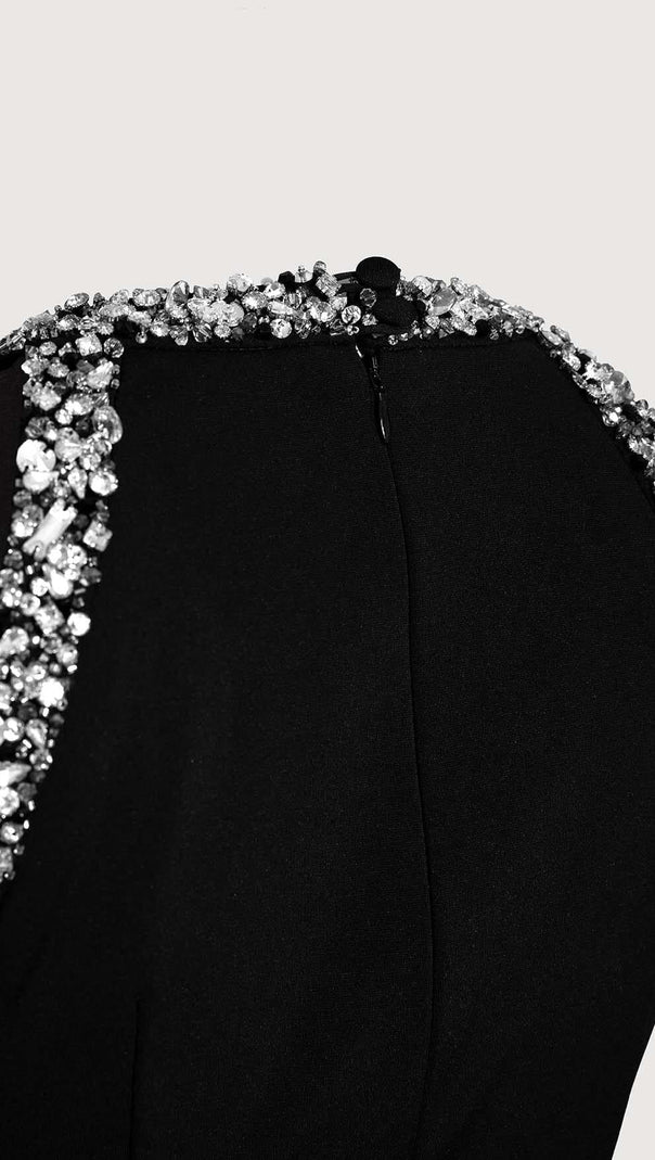AIIZIE RHINESTONE EMBELLISHED SUNDRESS IN BLACK - product image