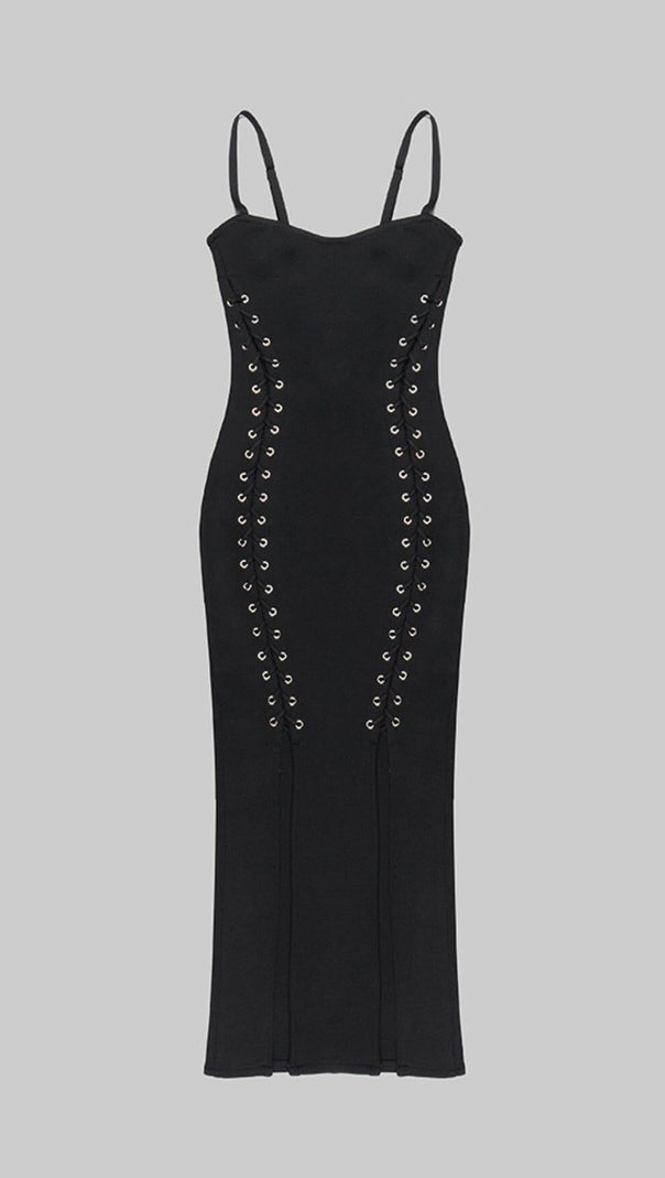AIIZIE CUTOUT SIDE DETAIL MIDI DRESS IN BLACK - product image