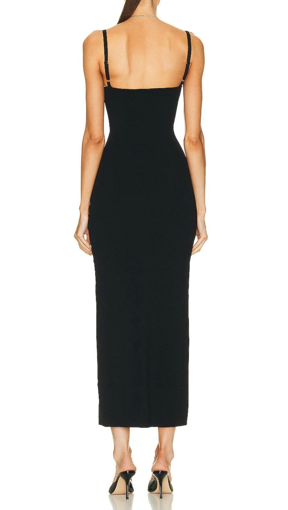 CUTOUT SIDE DETAIL MIDI DRESS IN BLACK
