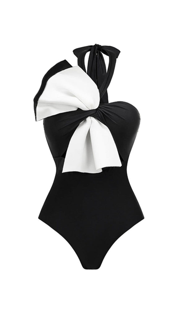 RUFFLE COLOR BLOCK ONE PIECE SWIMSUIT