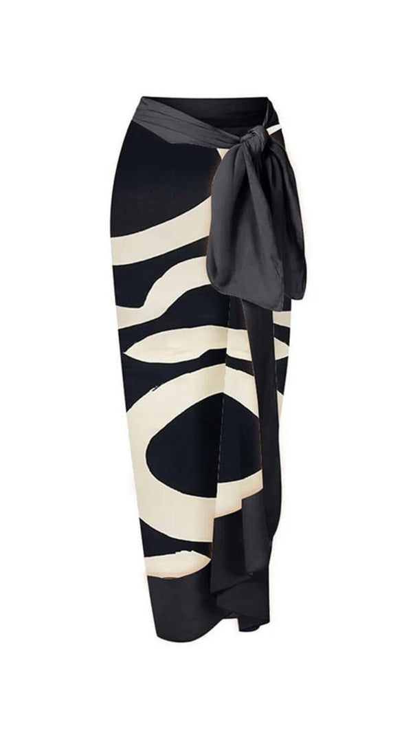 AIIZIE ONE SHOULDER PRINT SPLIT BIKINI SWIMSUIT AND SARONG - product image