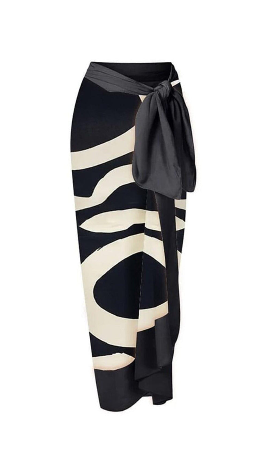 ONE SHOULDER PRINT SPLIT BIKINI SWIMSUIT AND SARONG