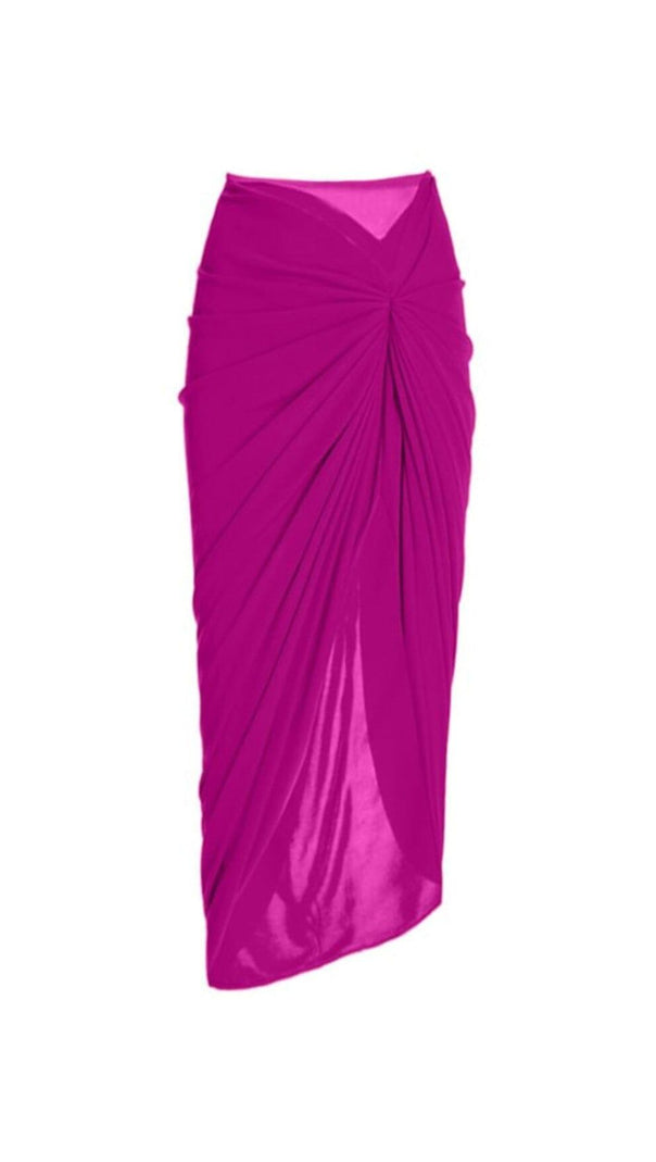 AIIZIE ONE SHOULDER RUFFLE COLOR BLOCK ONE PIECE SWIMSUIT AND SARONG - product image