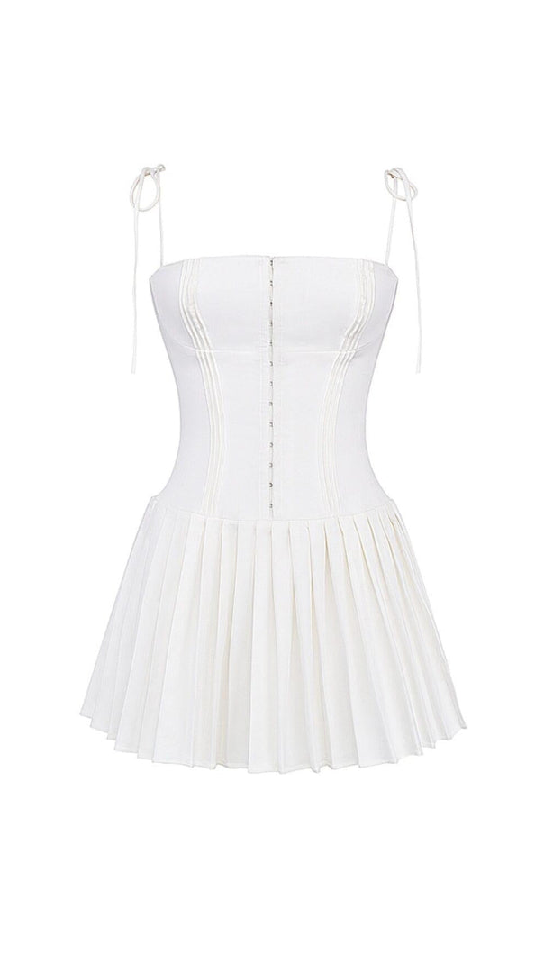 AIIZIE WHITE PLEATED MINI DRESS - product image