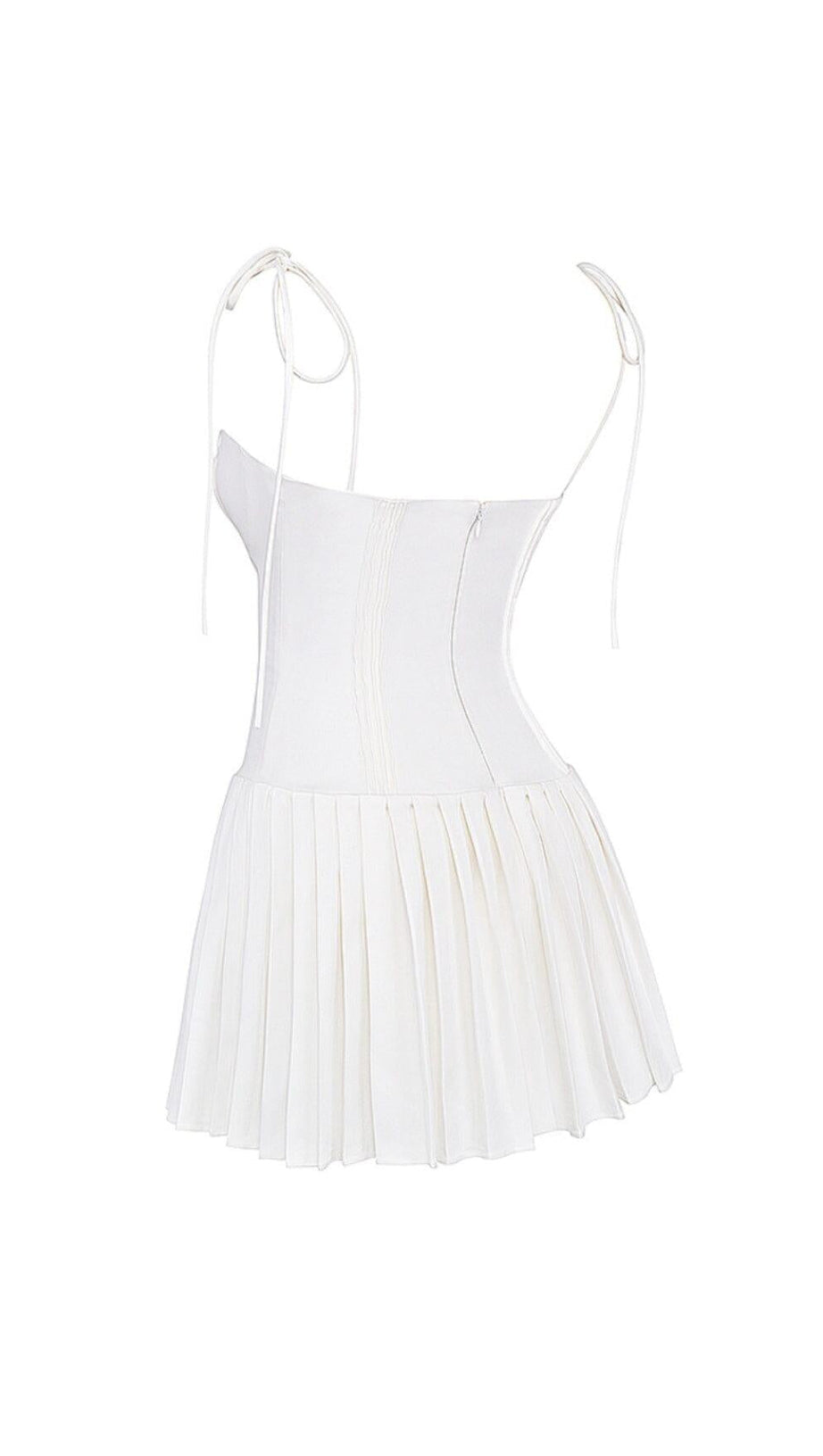 WHITE PLEATED MINI DRESS