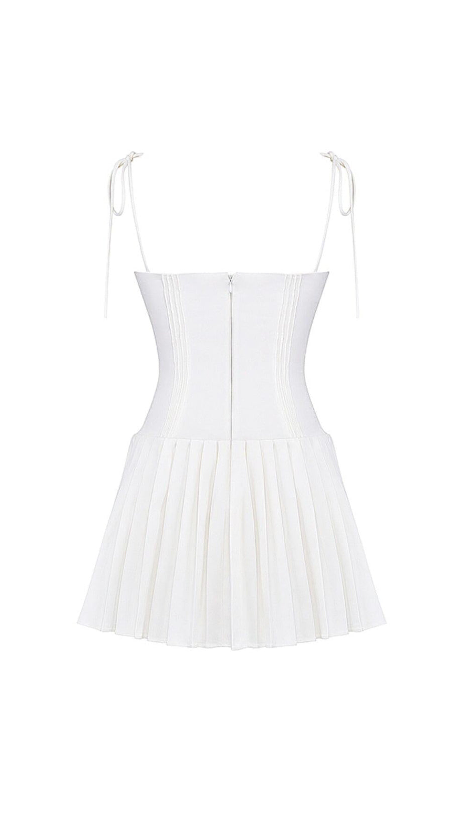 WHITE PLEATED MINI DRESS