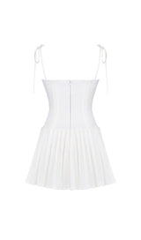 WHITE PLEATED MINI DRESS