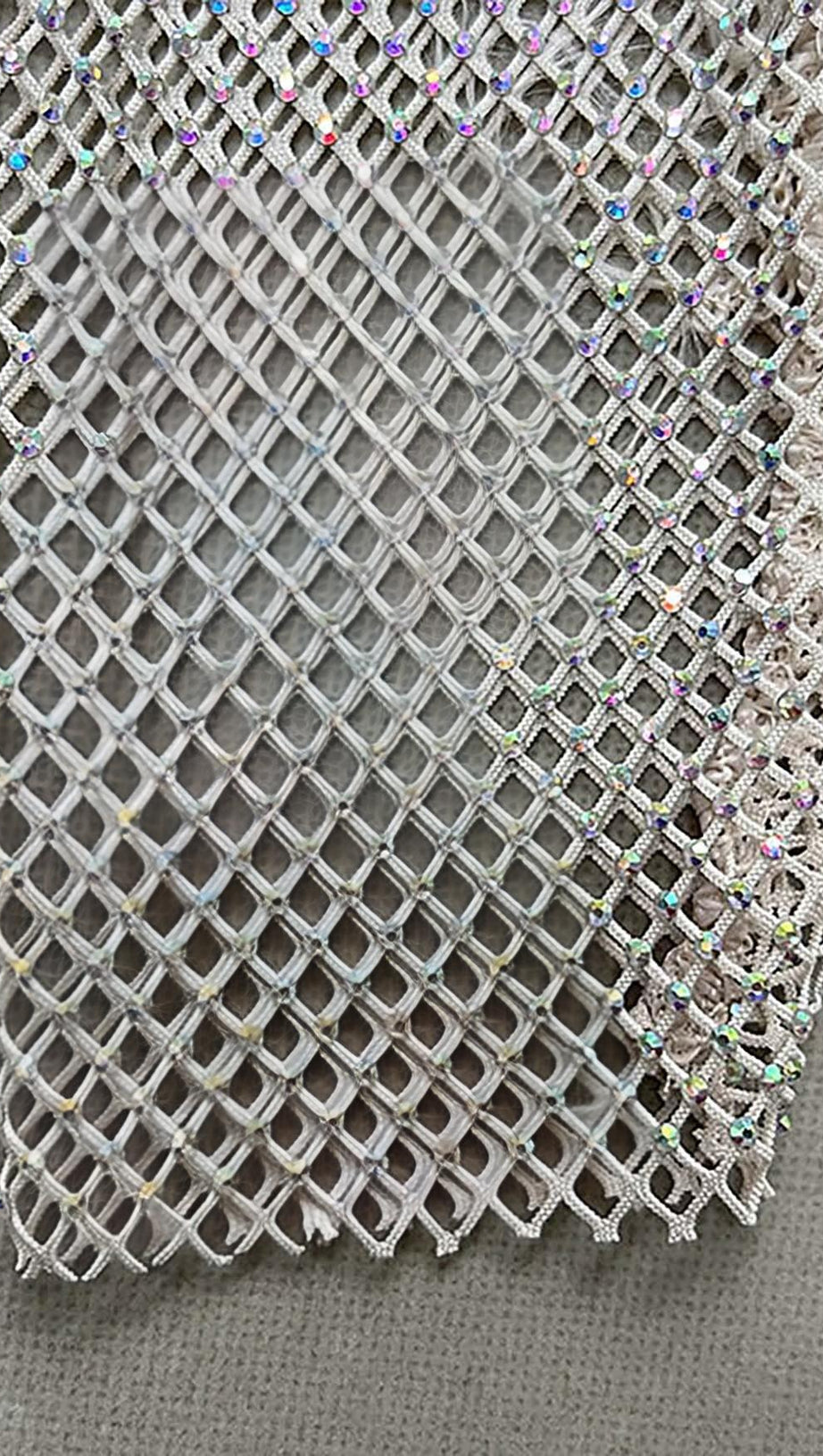 RHINESTONE MESH MINI DRESS IN SLIVER