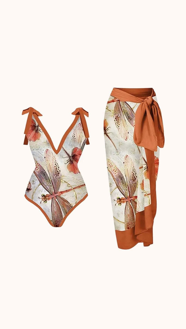 AIIZIE MANDISA DRAGONFLY PRINTED SWIMWEAR TWO PIECE SET - product image