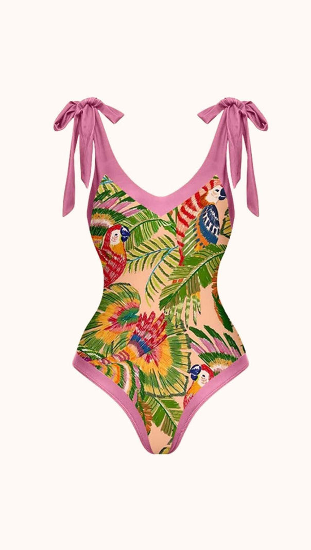 AIIZIE MALEFICENT PARROT PRINTED SWIMWEAR TWO PIECE SET - product image