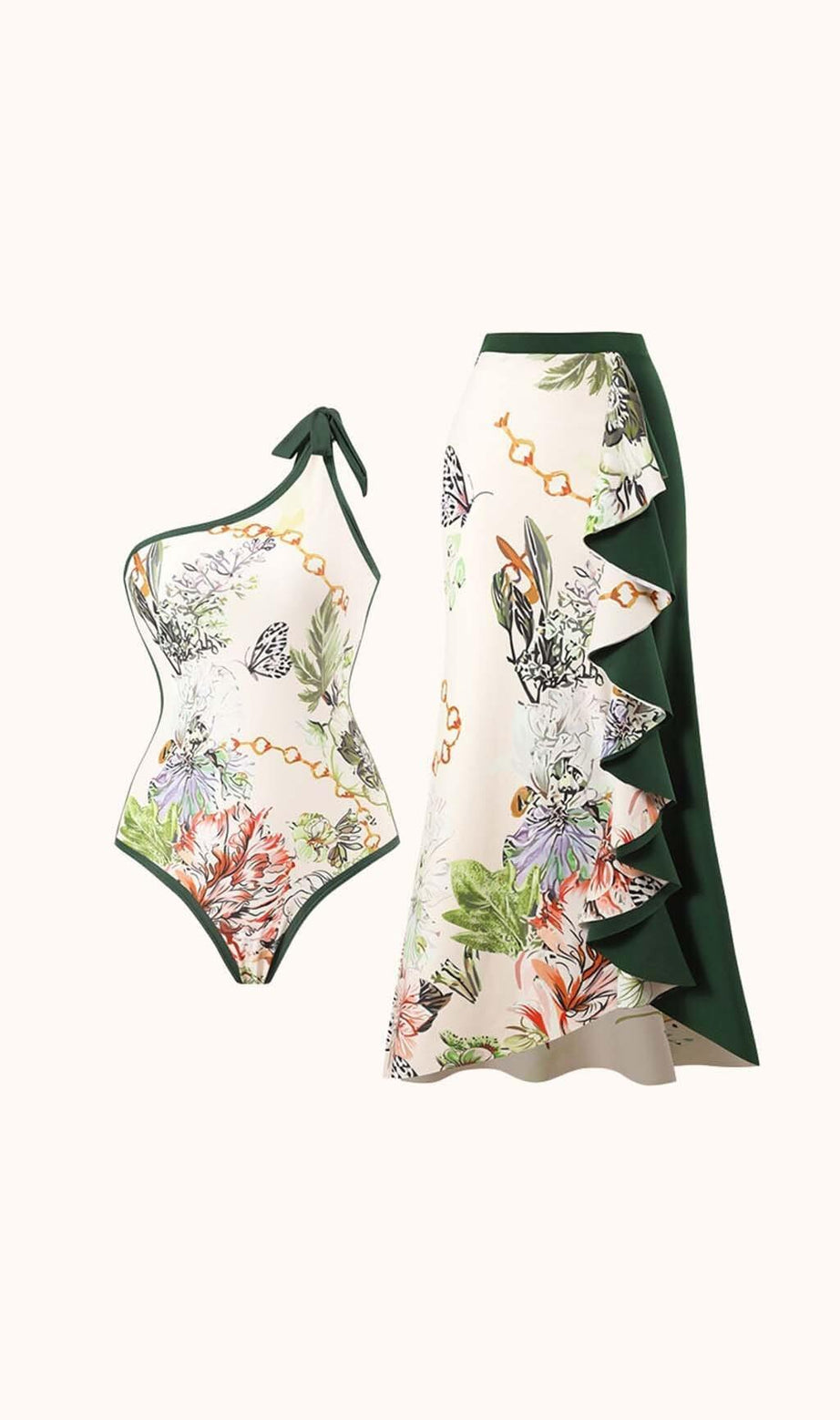 Nadine Printed Swimwear Two Piece Set In Green