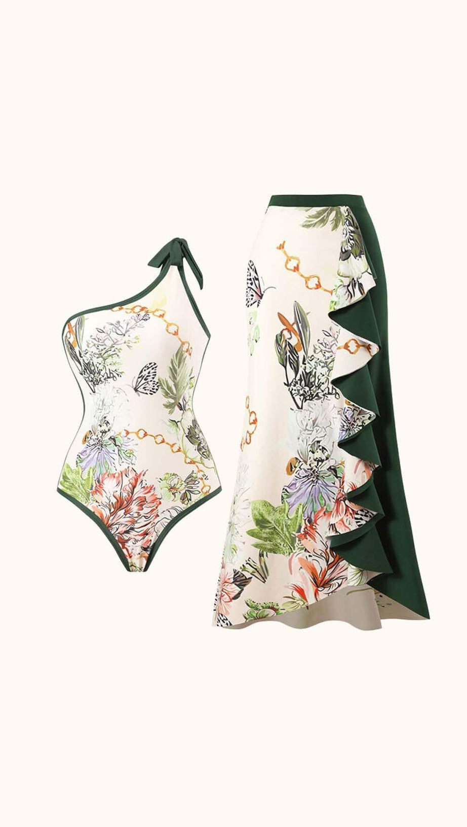 NADINE PRINTED SWIMWEAR TWO PIECE SET IN GREEN