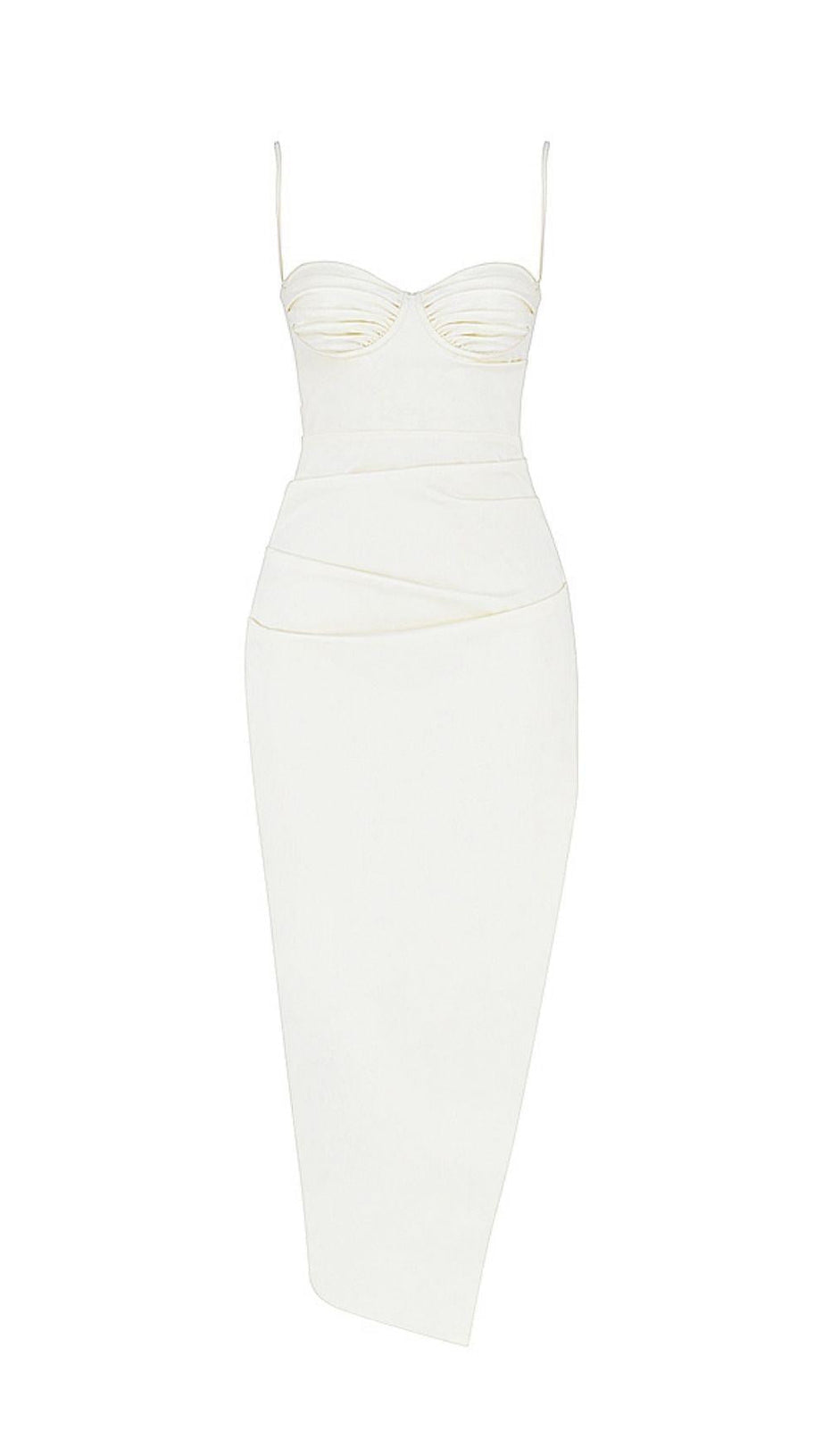 SATIN SLIT CORSET MAXI DRESS IN BLACK