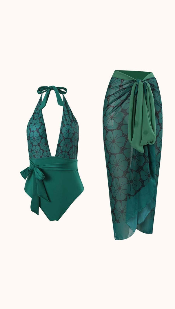 AIIZIE MORTICIA SWIMWEAR TWO PIECE SET IN EMERALD - product image