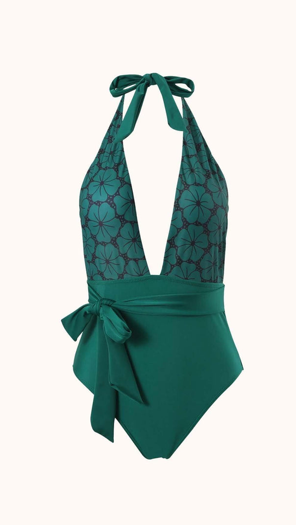 AIIZIE MORTICIA SWIMWEAR TWO PIECE SET IN EMERALD - product image