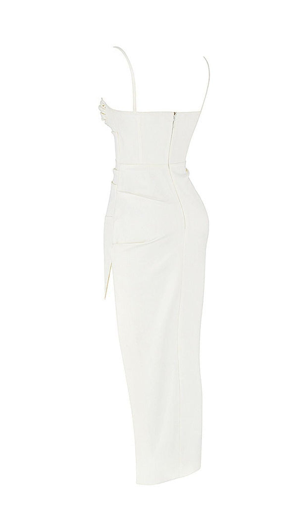 Satin-Korsett-Maxikleid mit Schlitz in Schwarz