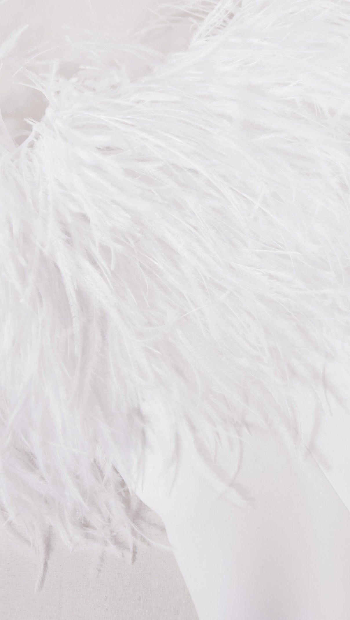 AIIZIE BANDAGE FEATHER CRYSTAL MINI DRESS IN WHITE - product image