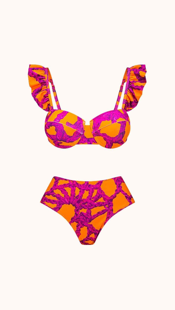 AIIZIE SALEM RUFFLE PRINTED BIKINI TWO PIECE SET - product image