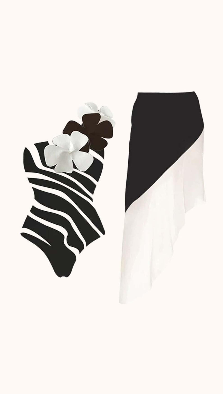 CONNIE ONE SHOULDER SWIMWEAR TWO PIECE SET