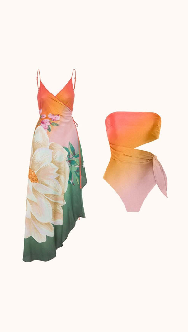 AIIZIE TRILLIAN SPAGHETTI OMBRE SWIMWEAR TWO PIECE SET - product image