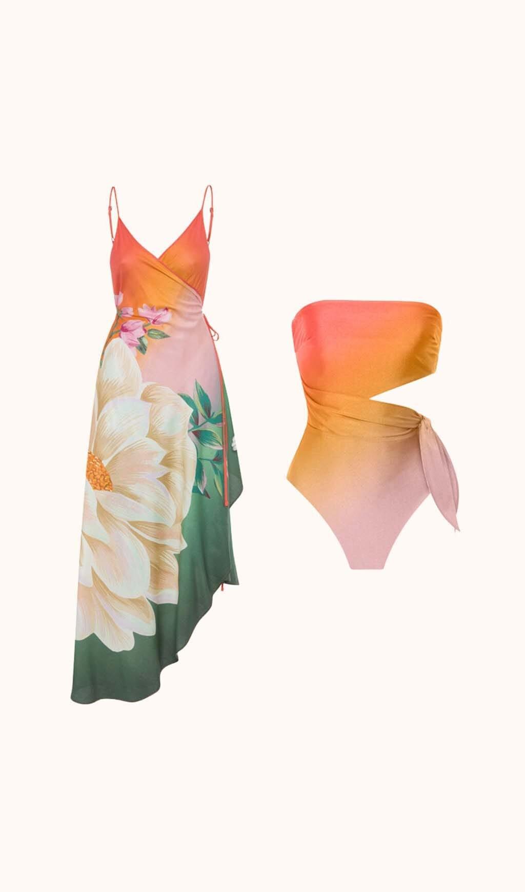 TRILLIAN SPAGHETTI OMBRE SWIMWEAR TWO PIECE SET