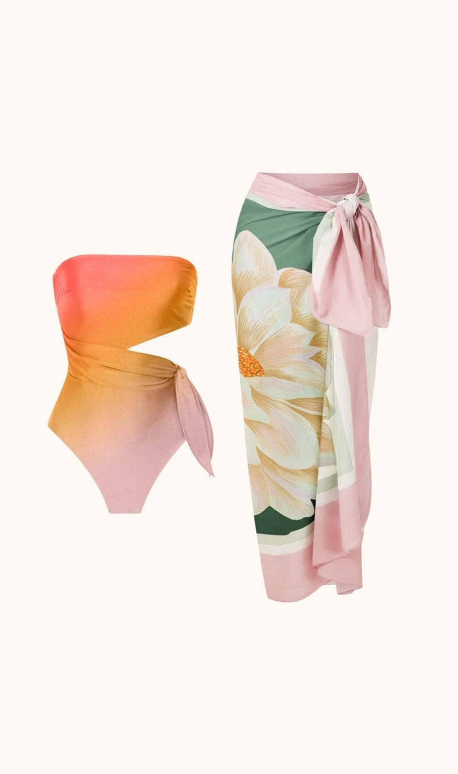 Costume da bagno due pezzi senza spalline Trillian Ombre