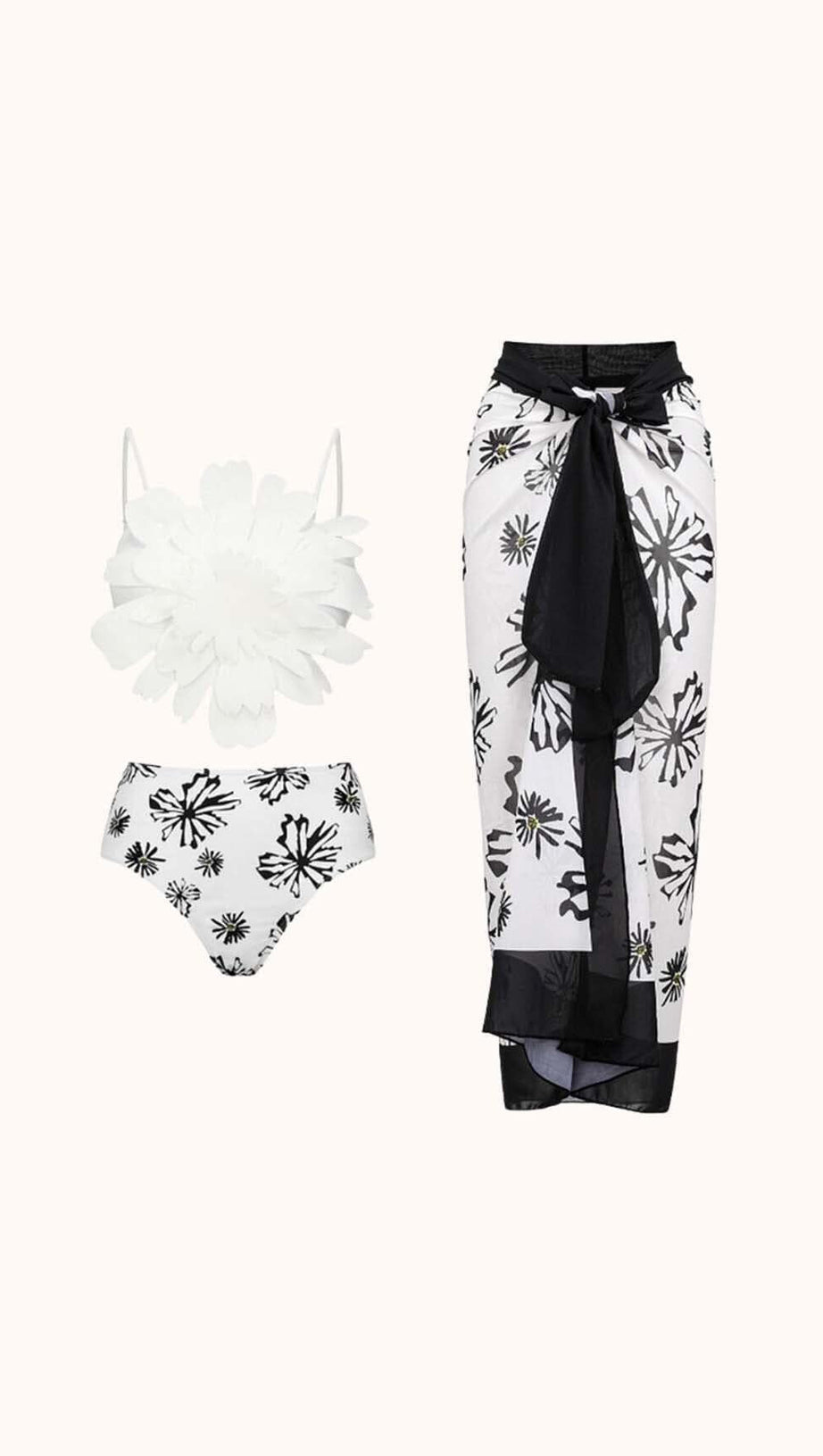 AUREA FLOWER SWIMWEAR THREE PIECE SET