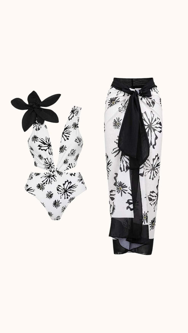 AIIZIE AUREA FLOWER CUTOUT SWIMWEAR TWO PIECE SET - product image